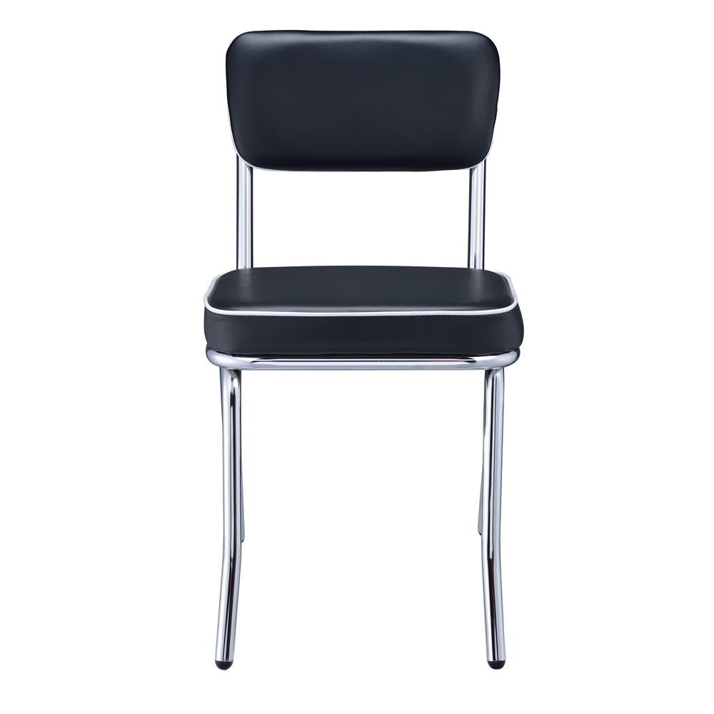 Retro Black/Chrome Open Back Side Chairs, Set of 2 - 2066 - Luna Furniture - Dallas Store