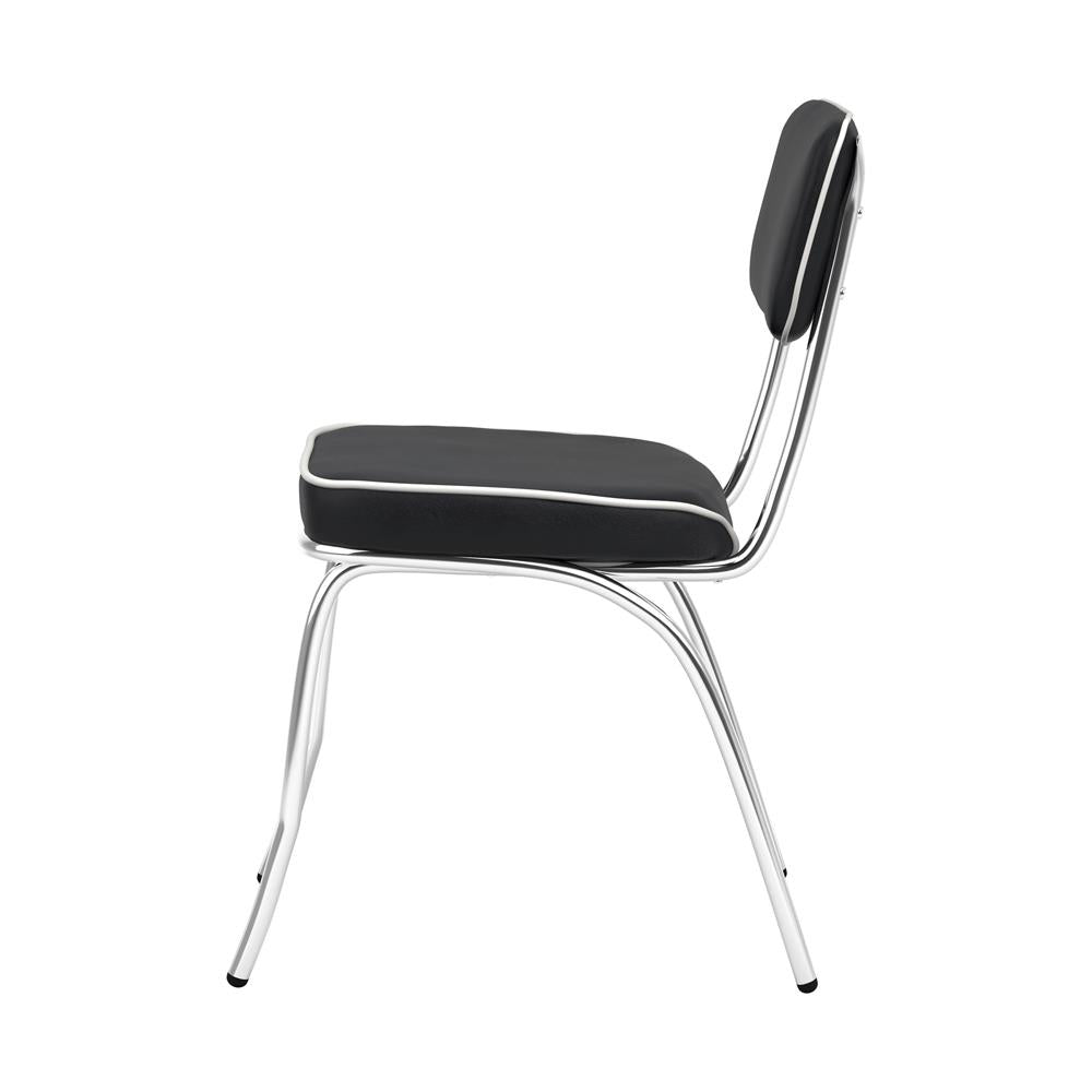 Retro Black/Chrome Open Back Side Chairs, Set of 2 - 2066 - Luna Furniture - Dallas Store