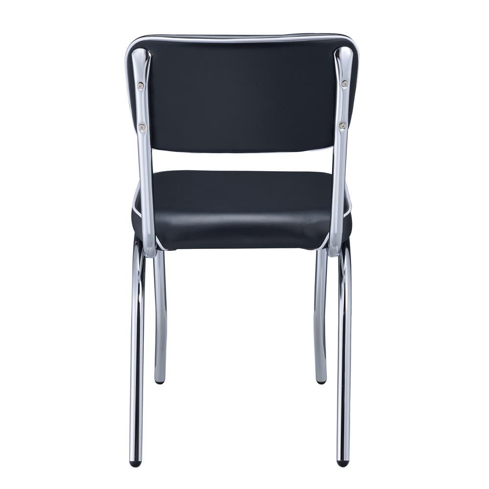 Retro Black/Chrome Open Back Side Chairs, Set of 2 - 2066 - Luna Furniture - Dallas Store