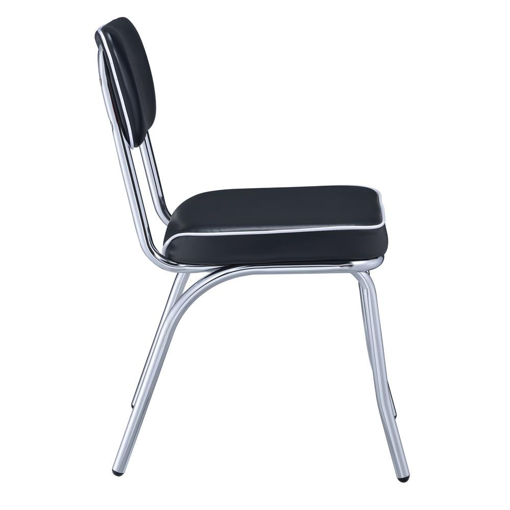 Retro Black/Chrome Open Back Side Chairs, Set of 2 - 2066 - Luna Furniture - Dallas Store