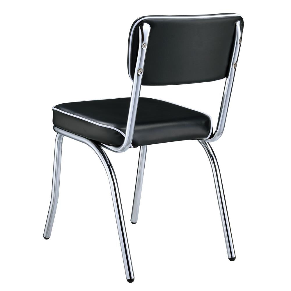 Retro Black/Chrome Open Back Side Chairs, Set of 2 - 2066 - Luna Furniture - Dallas Store