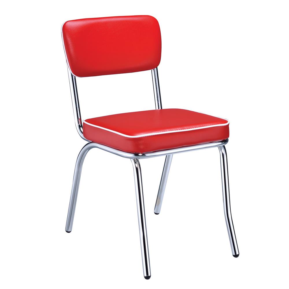 Retro Red/Chrome Open Back Side Chairs, Set of 2 - 2450R - Luna Furniture - Dallas Store