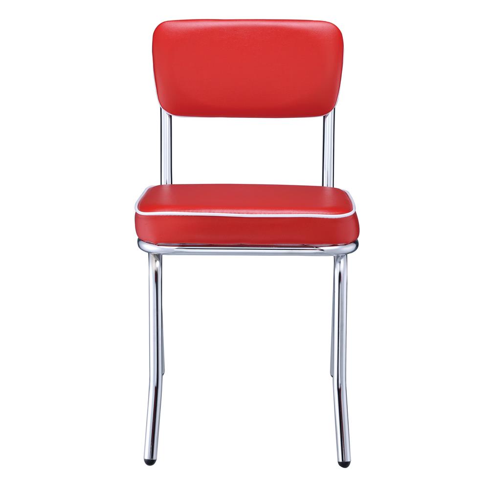 Retro Red/Chrome Open Back Side Chairs, Set of 2 - 2450R - Luna Furniture - Dallas Store