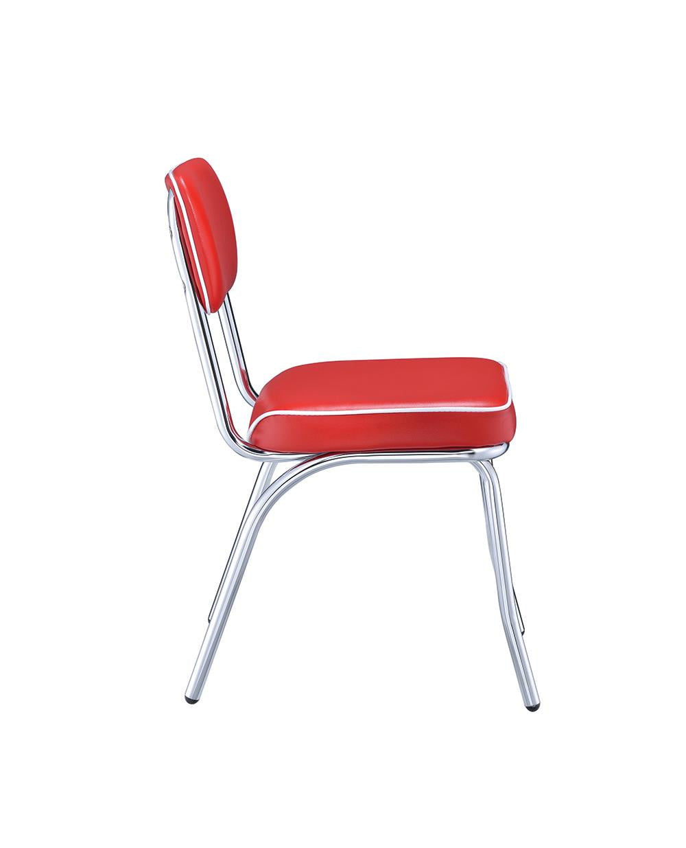 Retro Red/Chrome Open Back Side Chairs, Set of 2 - 2450R - Luna Furniture - Dallas Store