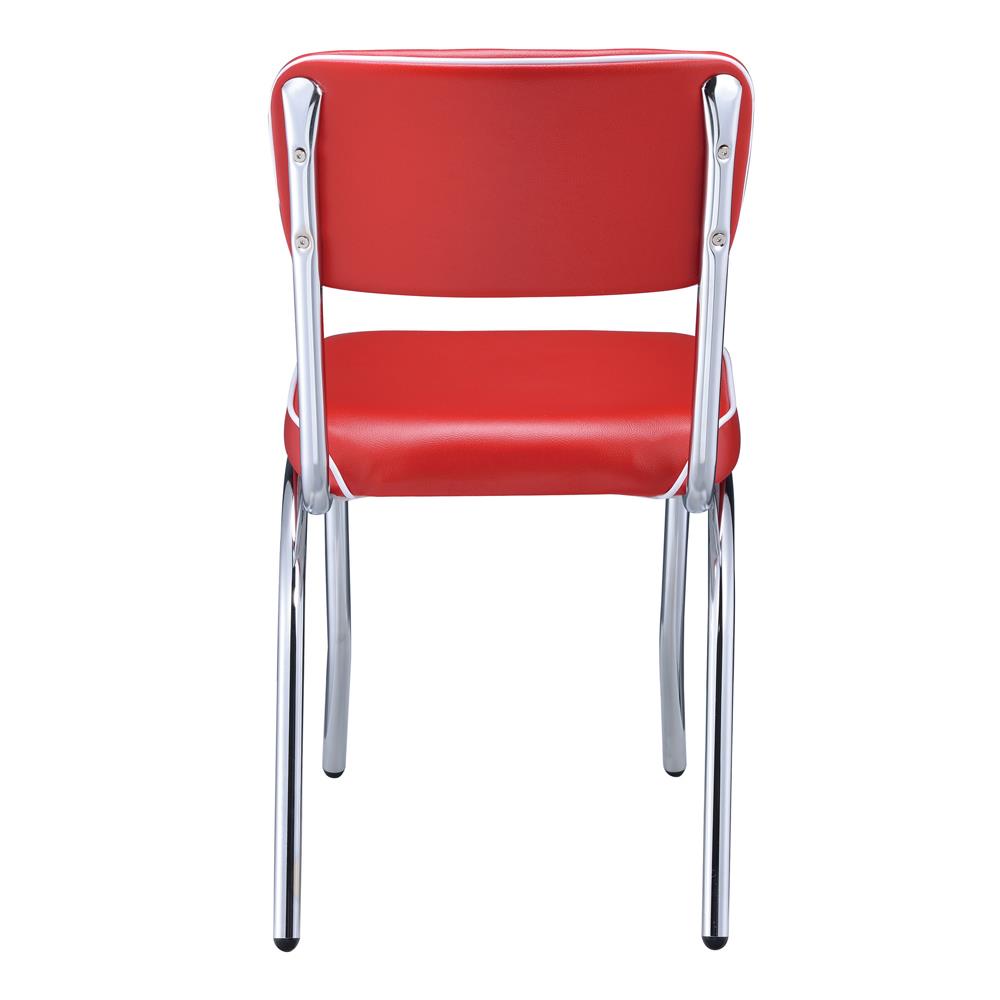 Retro Red/Chrome Open Back Side Chairs, Set of 2 - 2450R - Luna Furniture - Dallas Store