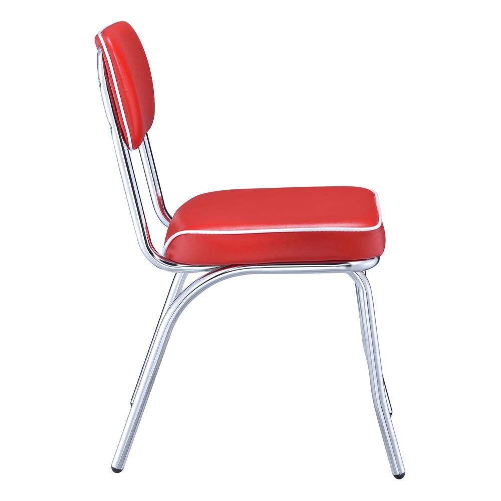 Retro Red/Chrome Open Back Side Chairs, Set of 2 - 2450R - Luna Furniture - Dallas Store
