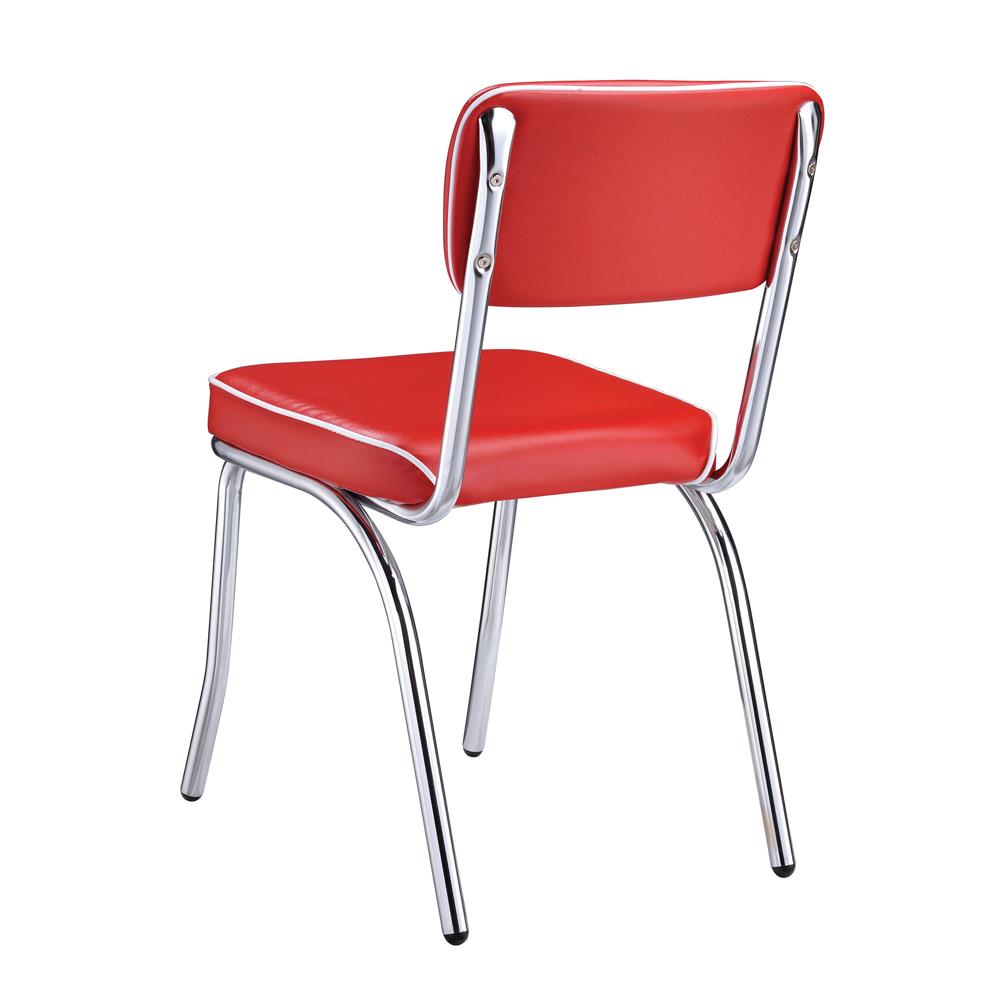 Retro Red/Chrome Open Back Side Chairs, Set of 2 - 2450R - Luna Furniture - Dallas Store