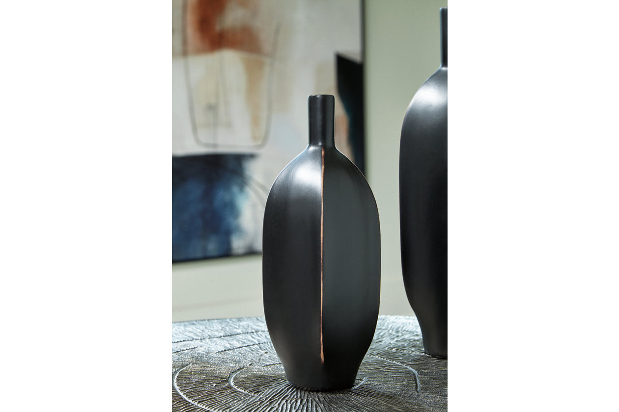 Rhaveney Black Vase, Set of 3 - A2000550 - Luna Furniture - Dallas Store