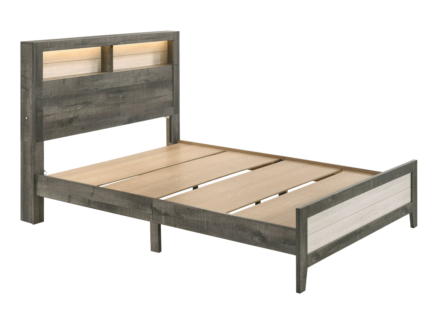 Rhett Brown/Cream King LED Platform Bed - B8170-K-BED - Luna Furniture - Dallas Store