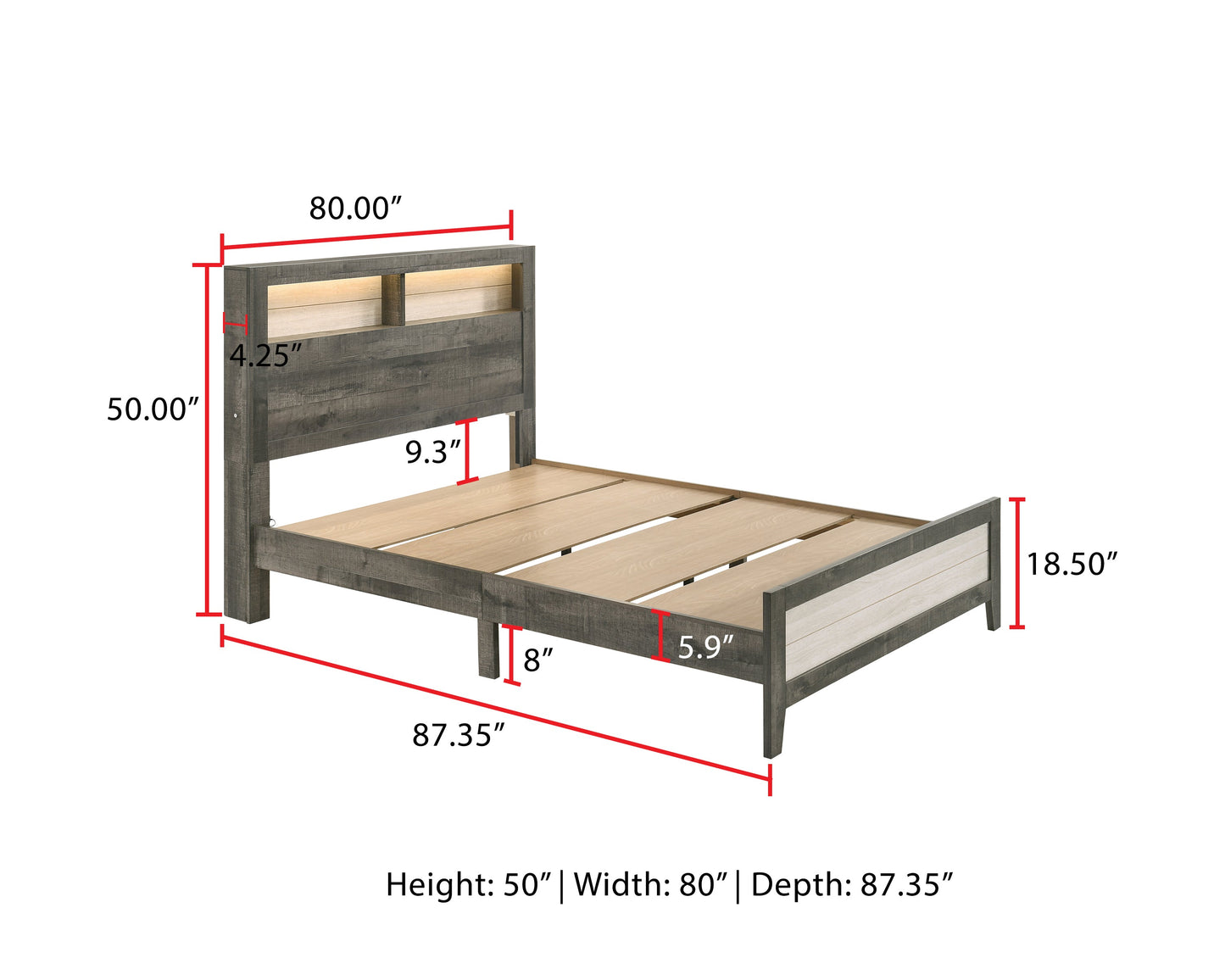 Rhett Brown/Cream LED Platform Bedroom Set - SET | B8170-Q-BED | B8170-2 | B8170-4 - Luna Furniture - Dallas Store
