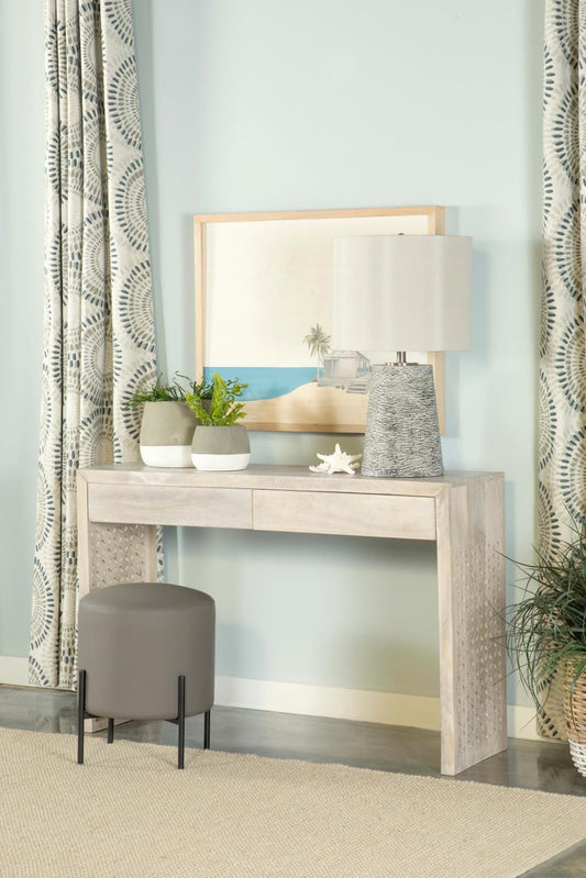 Rickman White Washed Rectangular 2-Drawer Console Table - 959543 - Luna Furniture - Dallas Store