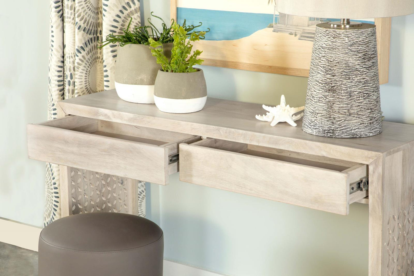 Rickman White Washed Rectangular 2-Drawer Console Table - 959543 - Luna Furniture - Dallas Store