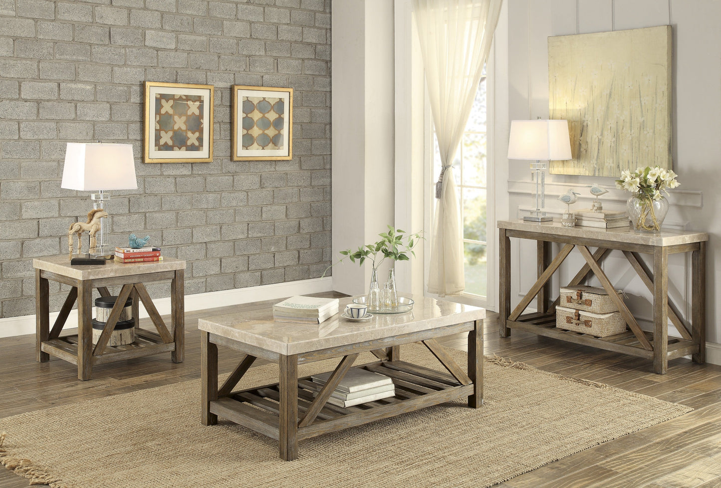 Ridley Weathered Natural Cocktail Table - 3551-30 - Luna Furniture - Dallas Store