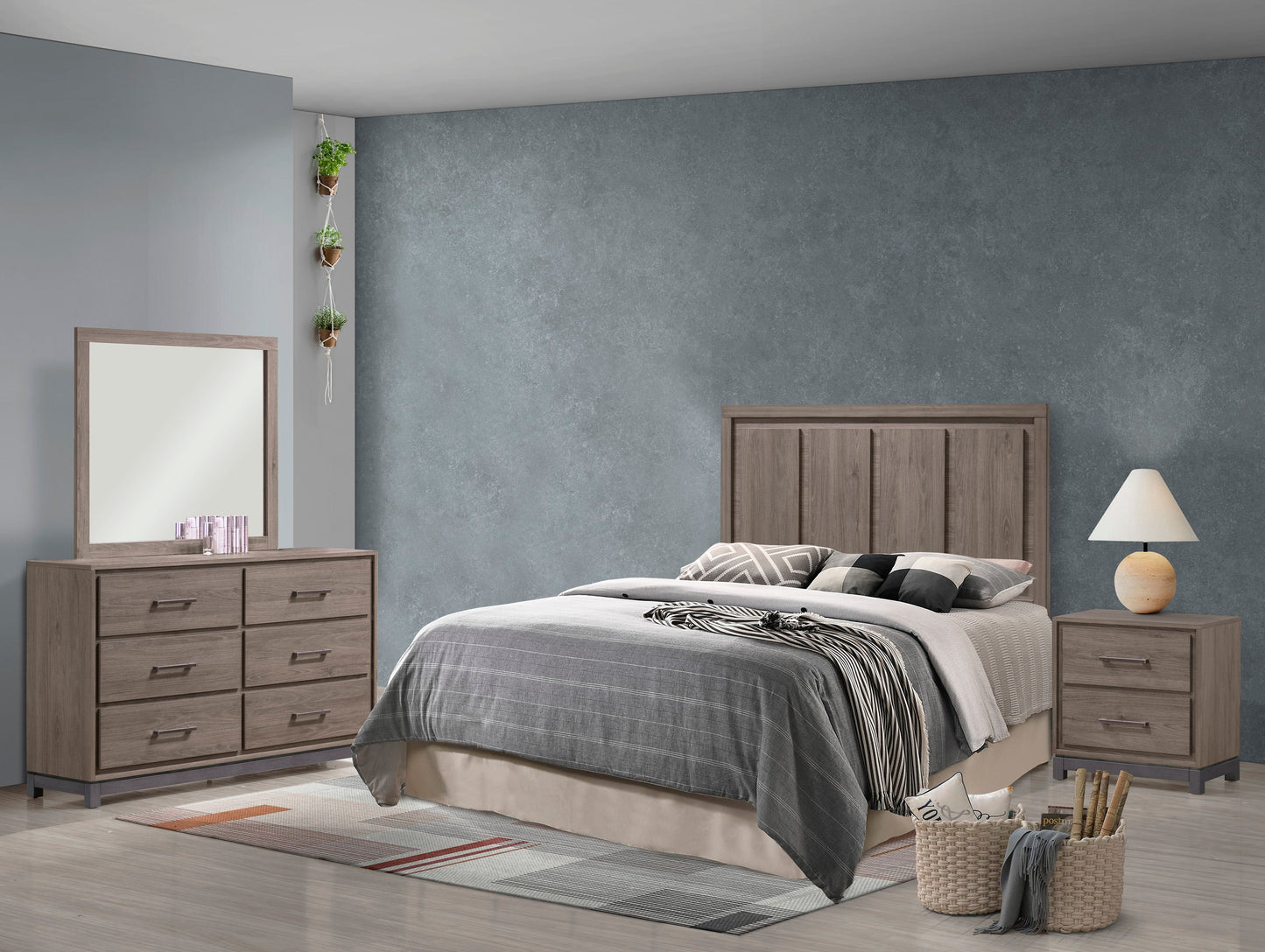 River Brown Panel Bedroom Set - SET | B3150-Q-HBFB | B3150-KQ-RAIL | B3150-2 | B3150-4 - Luna Furniture - Dallas Store