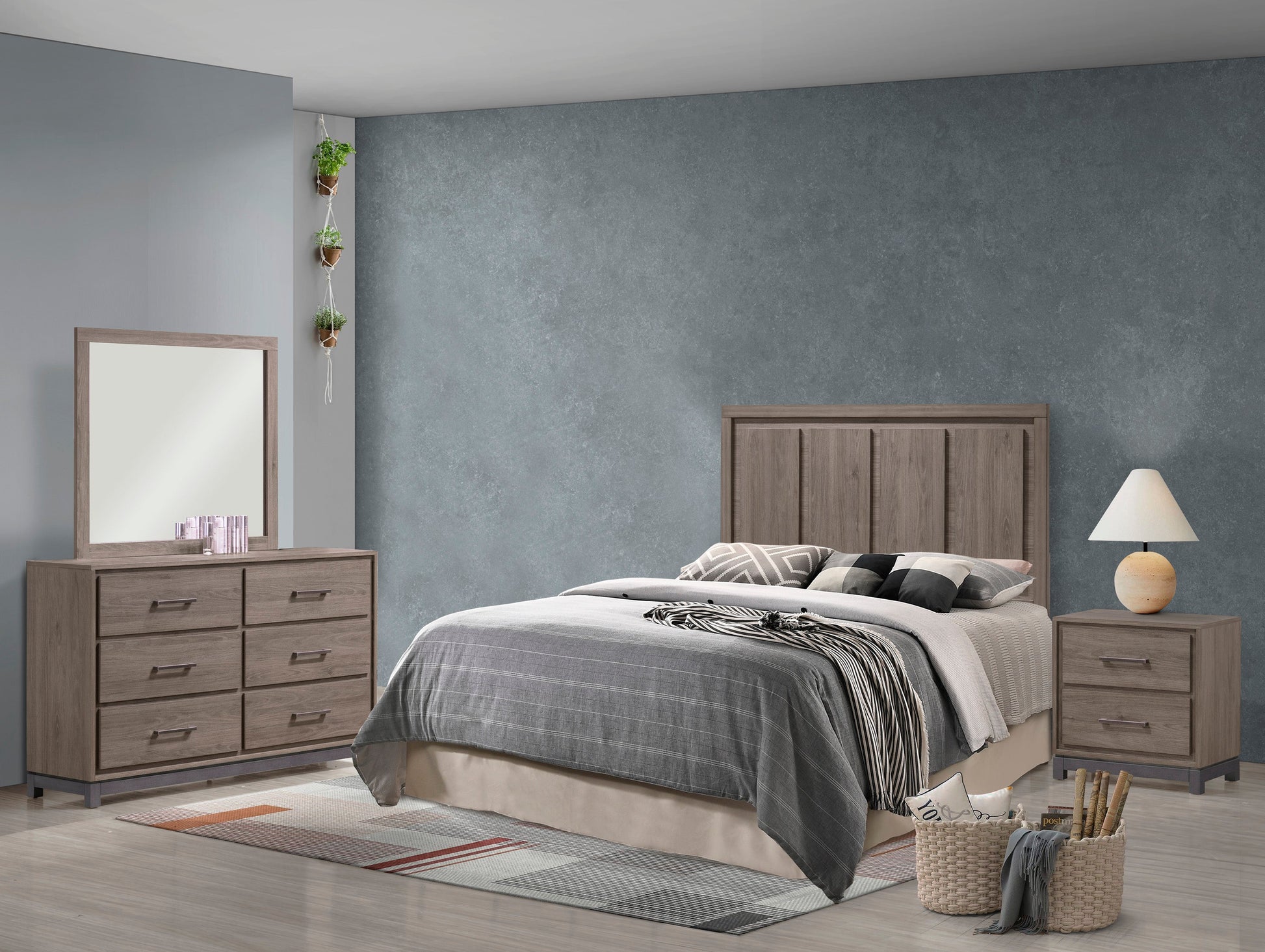 River Brown Panel Bedroom Set - SET | B3150-Q-HBFB | B3150-KQ-RAIL | B3150-2 | B3150-4 - Luna Furniture - Dallas Store