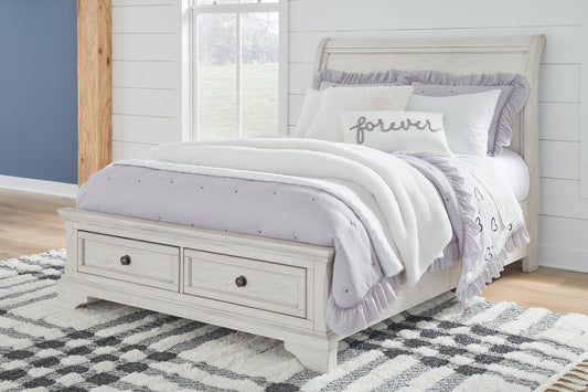 Robbinsdale Antique White Full Sleigh Storage Bed - SET | B742-183 | B742-84S | B742-87 - Luna Furniture - Dallas Store
