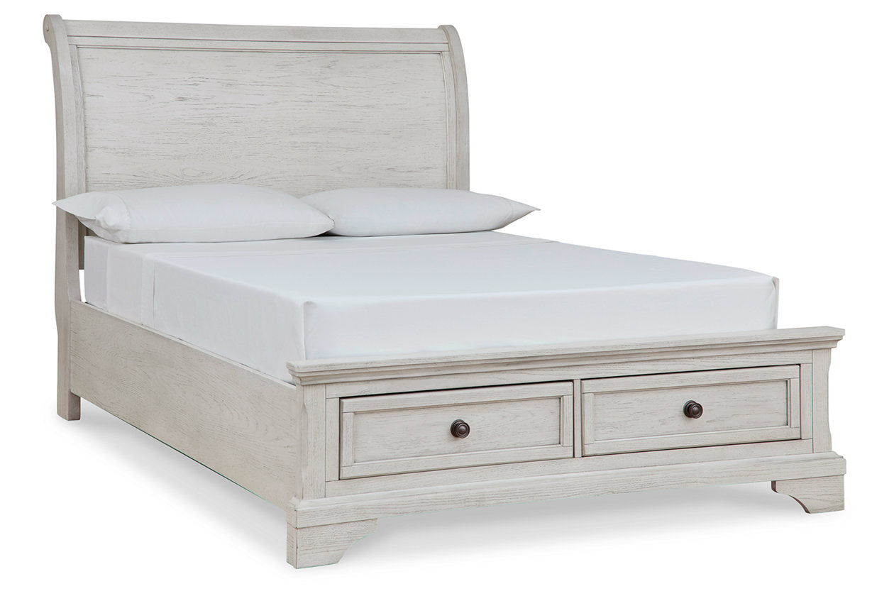 Robbinsdale Antique White Full Sleigh Storage Bed - SET | B742-183 | B742-84S | B742-87 - Luna Furniture - Dallas Store