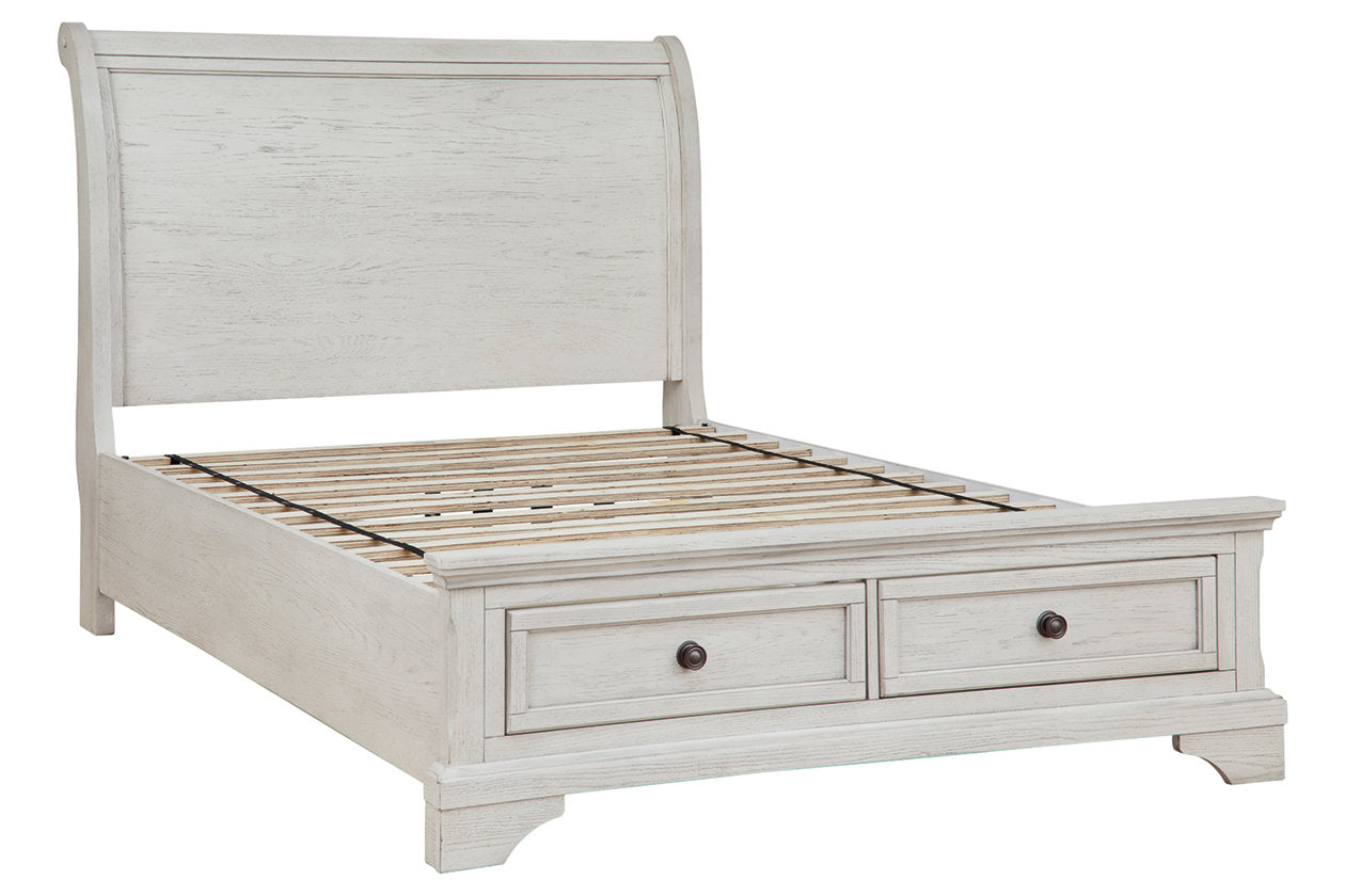 Robbinsdale Antique White Full Sleigh Storage Bed - SET | B742-183 | B742-84S | B742-87 - Luna Furniture - Dallas Store