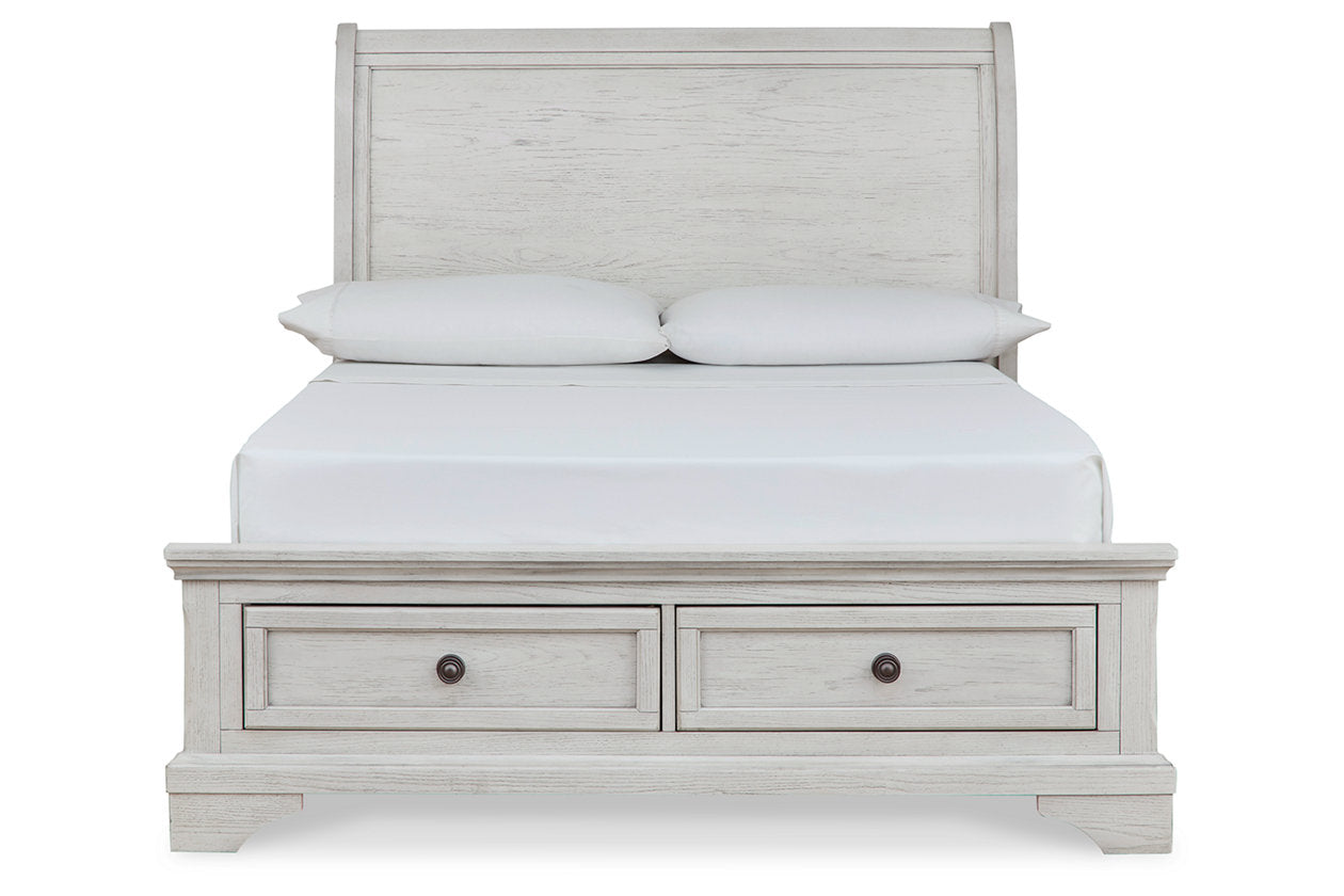 Robbinsdale Antique White Full Sleigh Storage Bed - SET | B742-183 | B742-84S | B742-87 - Luna Furniture - Dallas Store