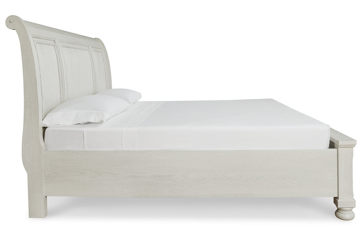 Robbinsdale Antique White Queen Sleigh Bed with Storage - SET | B742-74 | B742-77 | B742-98 - Luna Furniture - Dallas Store