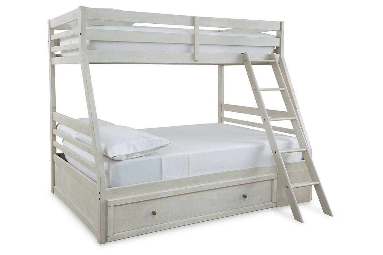 Robbinsdale Antique White Twin over Full Bunk Bed with Storage - SET | B742-50 | B742-58P | B742-58R - Luna Furniture - Dallas Store