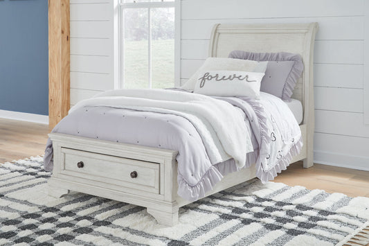 Robbinsdale Antique White Twin Sleigh Storage Bed - SET | B742-183 | B742-52S | B742-53 - Luna Furniture - Dallas Store