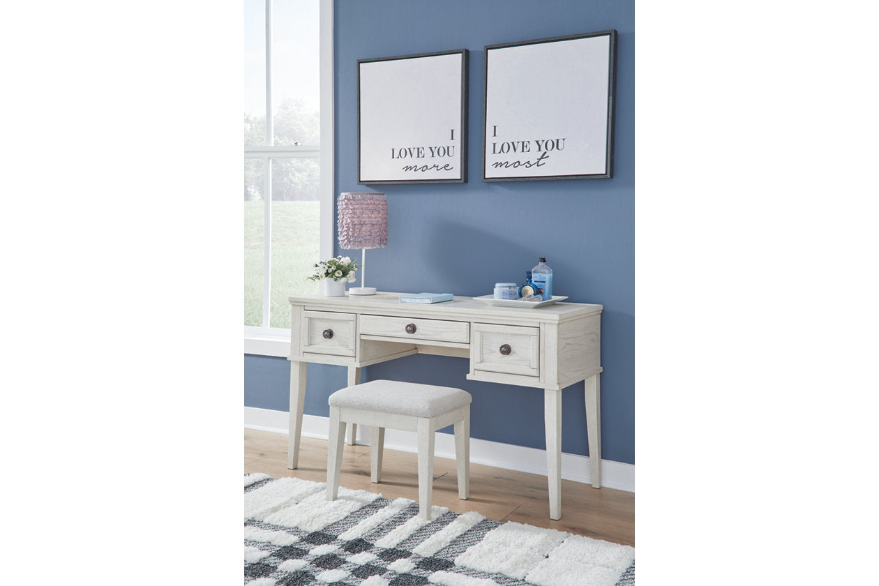 Robbinsdale Antique White Vanity with Stool - B742-22 - Luna Furniture - Dallas Store
