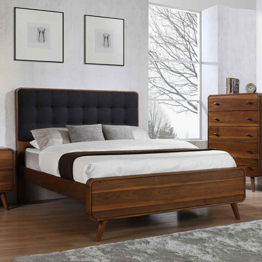 Robyn Queen Bed with Upholstered Headboard Dark Walnut - 205131Q - Luna Furniture - Dallas Store
