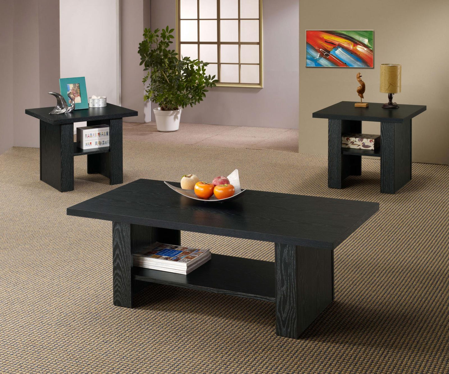 Rodez 3-Piece Occasional Table Set Black Oak - 700345 - Luna Furniture - Dallas Store