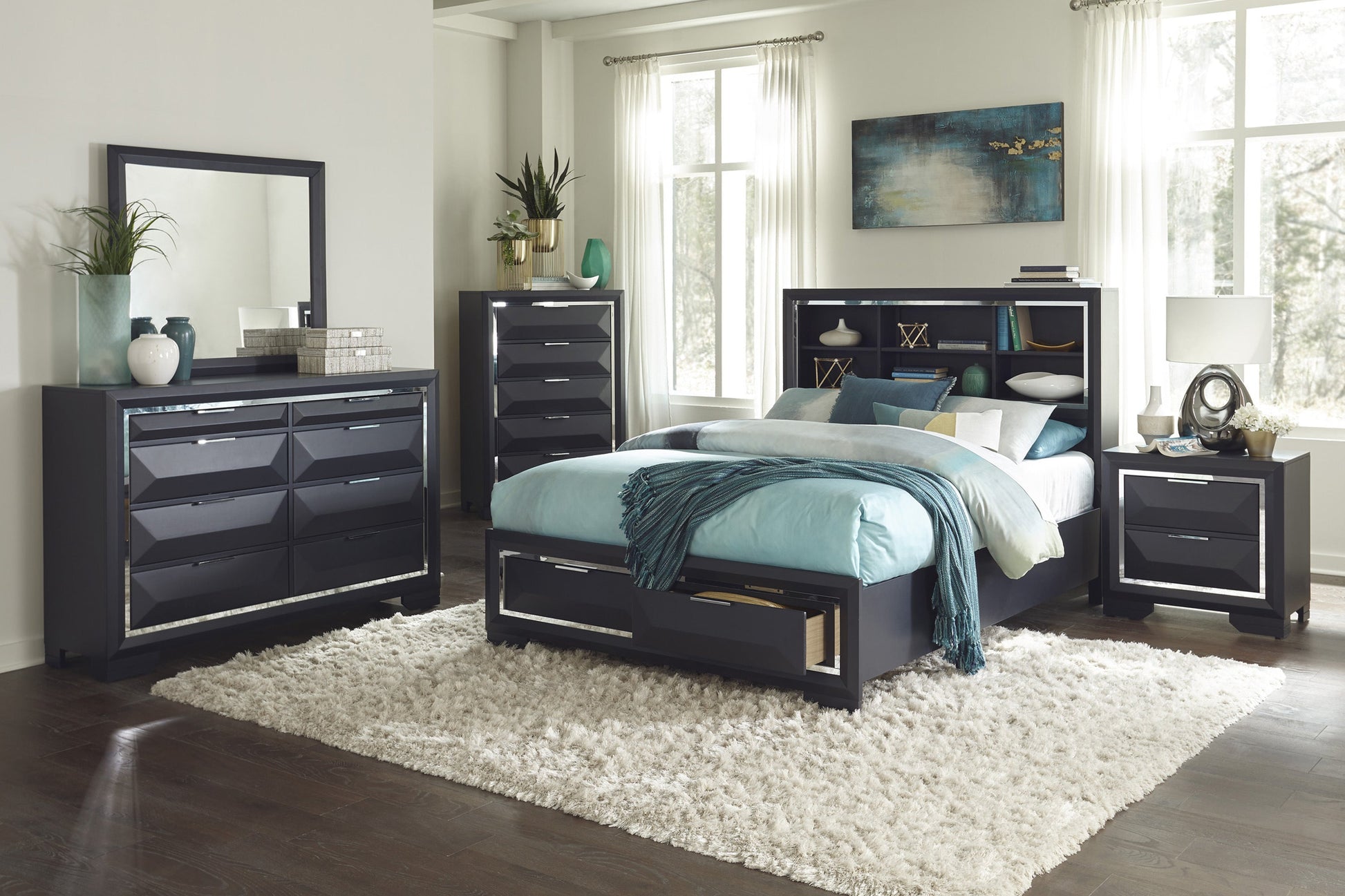Rosemont Midnight Blue Night Stand - 1553-4 - Luna Furniture - Dallas Store