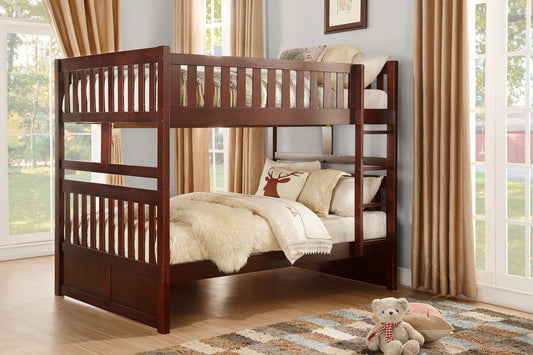 Rowe Dark Cherry Full/Full Bunk Bed - SET | B2013FFDC-1 | B2013FFDC-2 | B2013FFDC-SL - Luna Furniture - Dallas Store