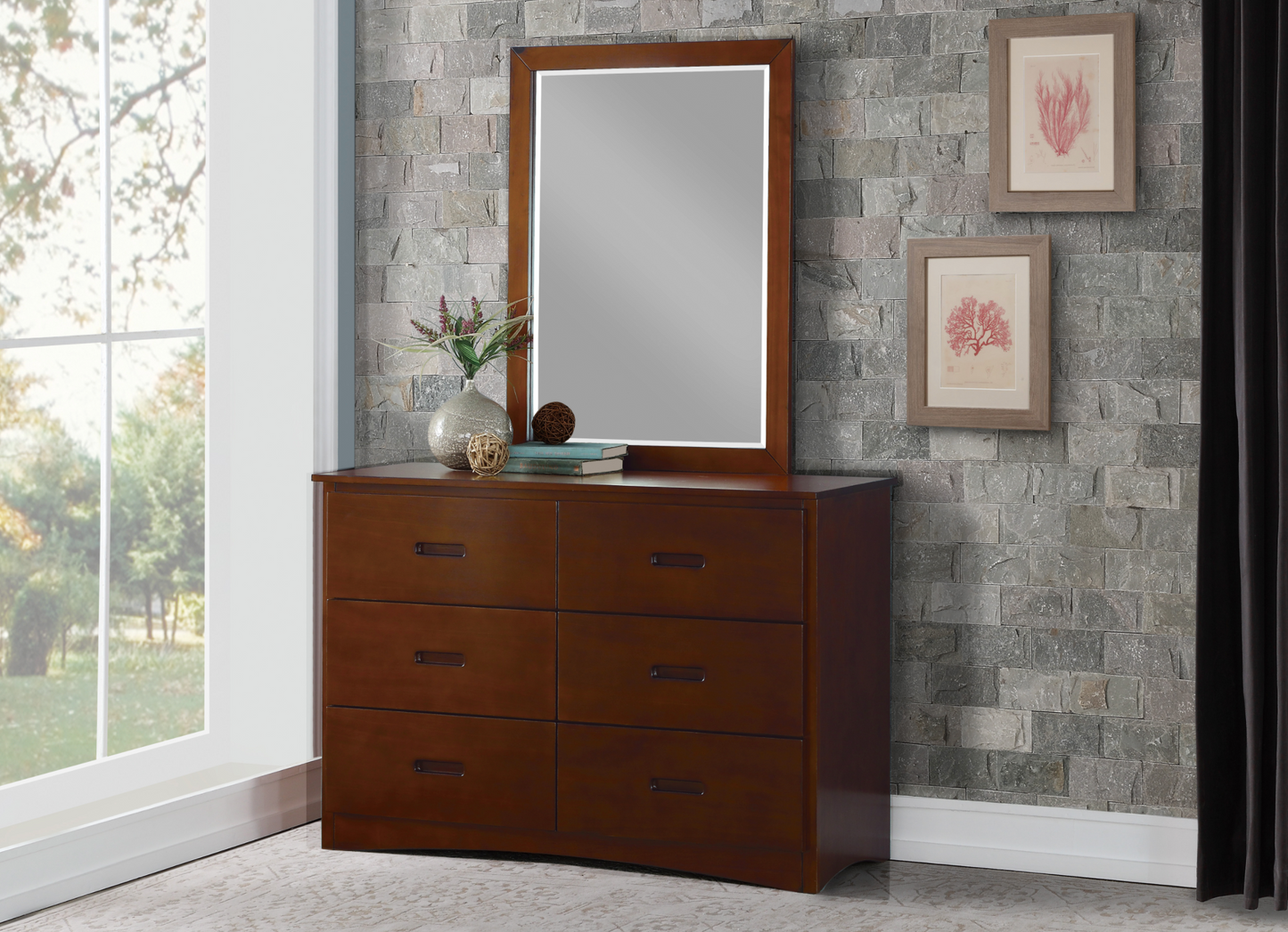 Rowe Dark Cherry Mirror (Mirror Only) - B2013DC-6 - Luna Furniture - Dallas Store