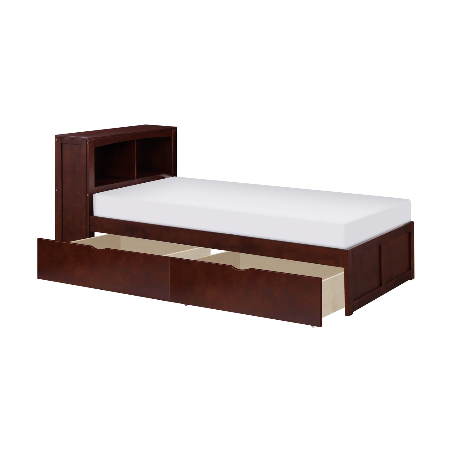 Rowe Dark Cherry Twin Bookcase Bed with Storage Boxes - SET | B2013BCDC-1 | B2013BCDC-2 | B2013DC-T - Luna Furniture - Dallas Store