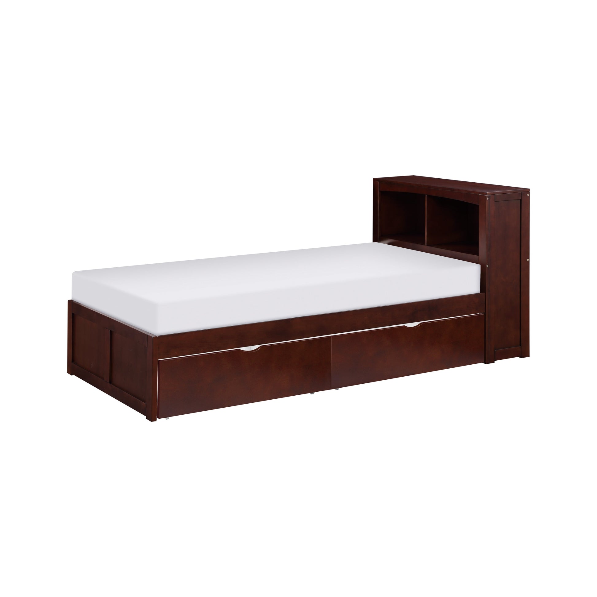 Rowe Dark Cherry Twin Bookcase Bed with Storage Boxes - SET | B2013BCDC-1 | B2013BCDC-2 | B2013DC-T - Luna Furniture - Dallas Store