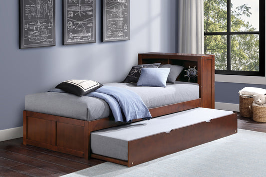 Rowe Dark Cherry Twin Bookcase Bed with Twin Trundle - SET | B2013BCDC-1 | B2013BCDC-2 | B2013DC-R - Luna Furniture - Dallas Store