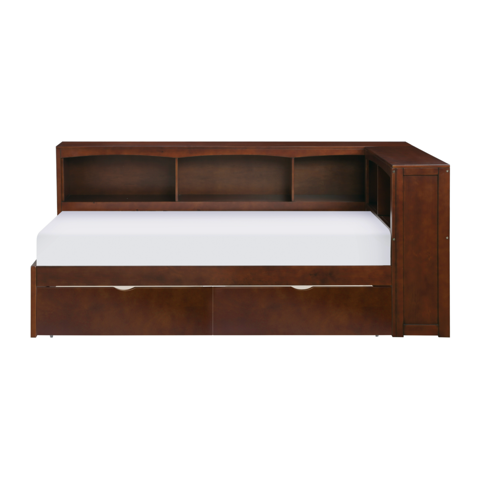 Rowe Dark Cherry Twin Bookcase Corner Bed with Storage Boxes - SET | B2013BCDC-1 | B2013BCDC-2 | B2013BCDC-BC | B2013DC-T - Luna Furniture - Dallas Store