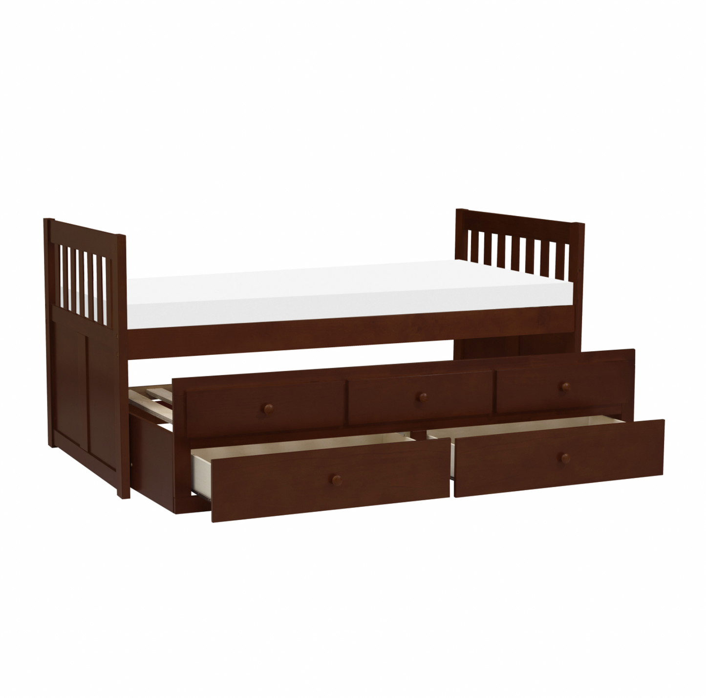 Rowe Dark Cherry Twin Captains Trundle Bed - SET | B2013PRDC-1 | B2013PRDC-2 - Luna Furniture - Dallas Store