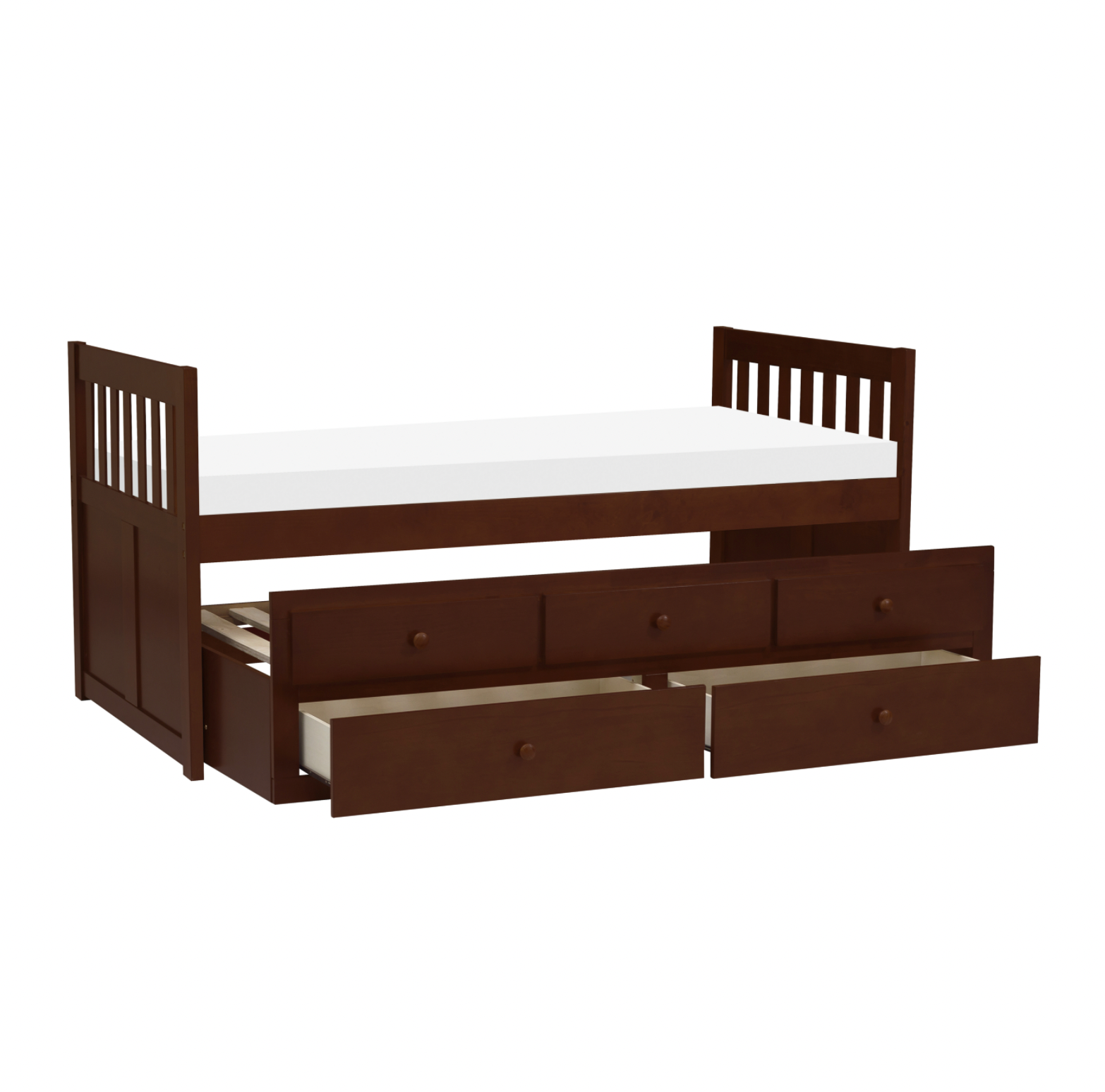 Rowe Dark Cherry Twin Captains Trundle Bed - SET | B2013PRDC-1 | B2013PRDC-2 - Luna Furniture - Dallas Store
