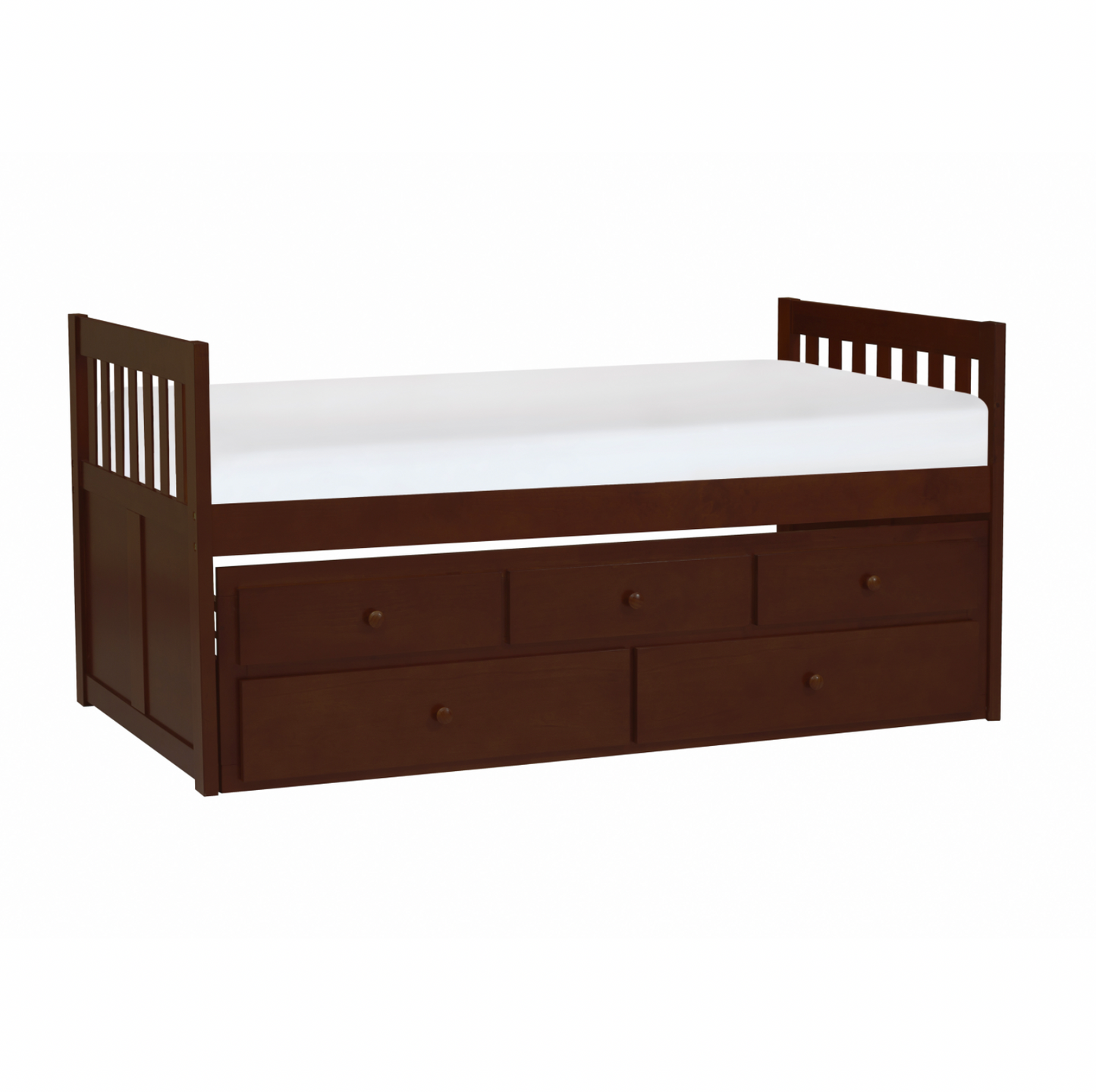 Rowe Dark Cherry Twin Captains Trundle Bed - SET | B2013PRDC-1 | B2013PRDC-2 - Luna Furniture - Dallas Store