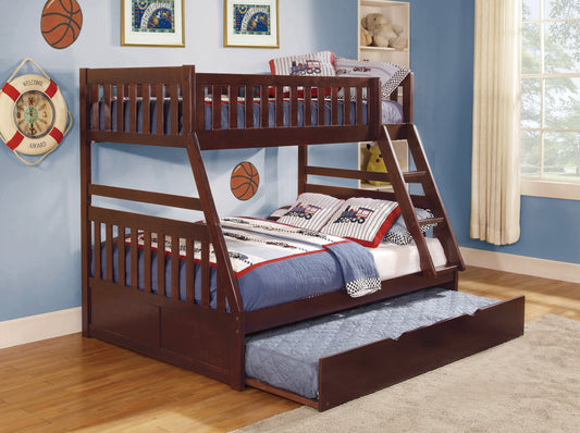Rowe Dark Cherry Twin/Full Bunk Bed with Twin Trundle - SET | B2013TFDC-1 | B2013TFDC-2 | B2013TFDC-SL | B2013DC-R - Luna Furniture - Dallas Store