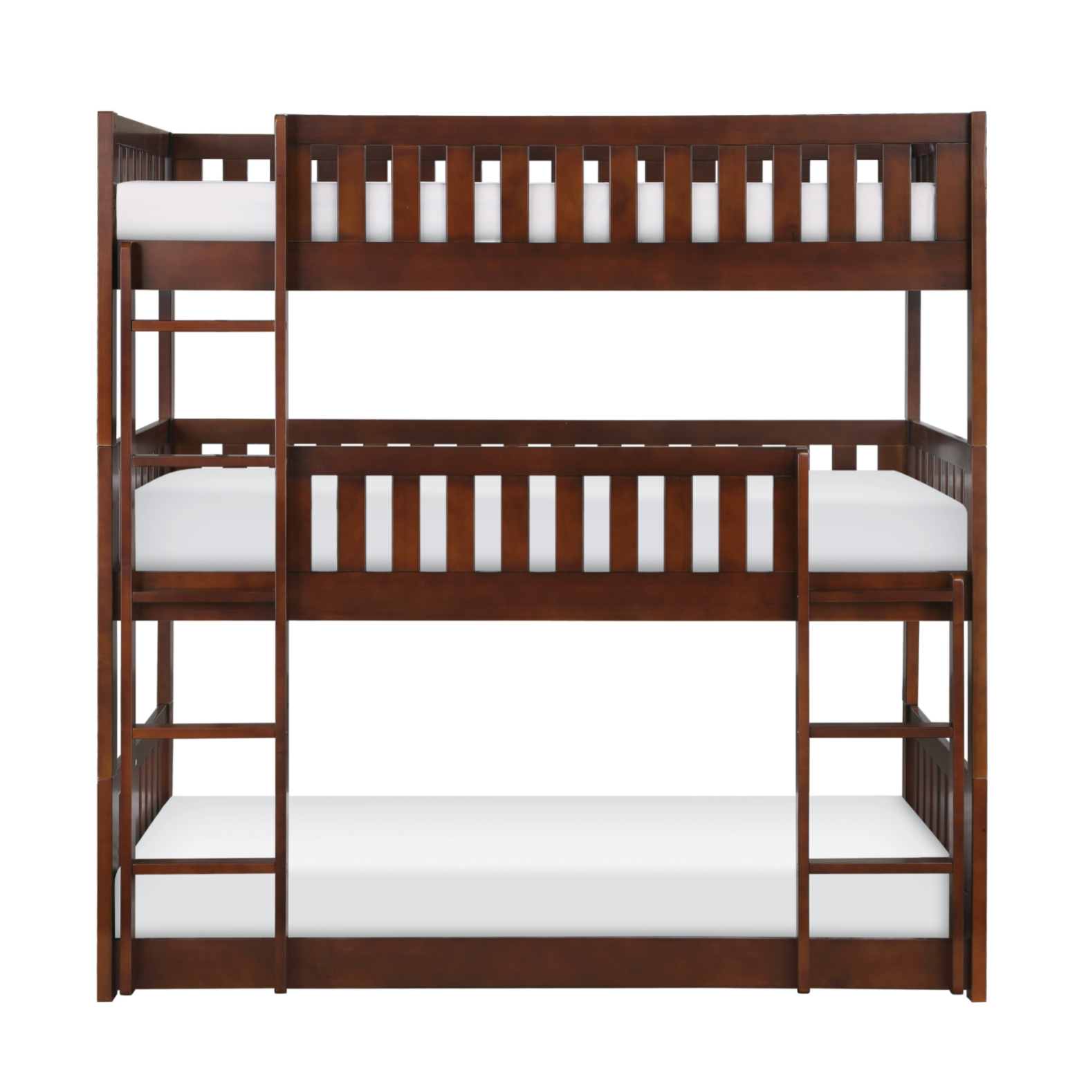 Rowe Dark Cherry Twin Triple Bunk Bed - SET | B2013TTTDC-1 | B2013TTTDC-2 | B2013TTTDC-SL - Luna Furniture - Dallas Store