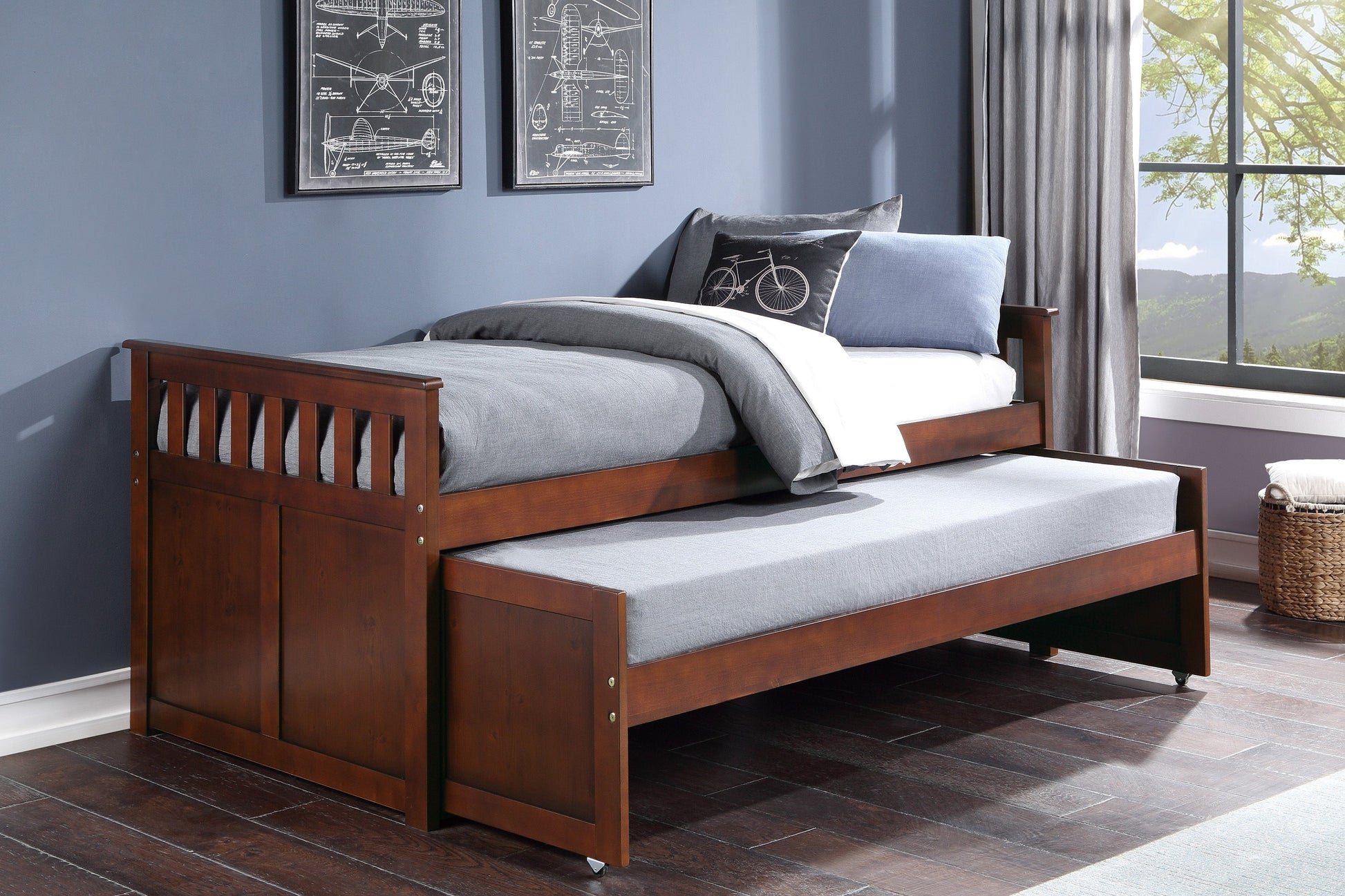Rowe Dark Cherry Twin/Twin Bed - SET | B2013RTDC-1 | B2013RTDC-2 | B2013RTDC-SL - Luna Furniture - Dallas Store