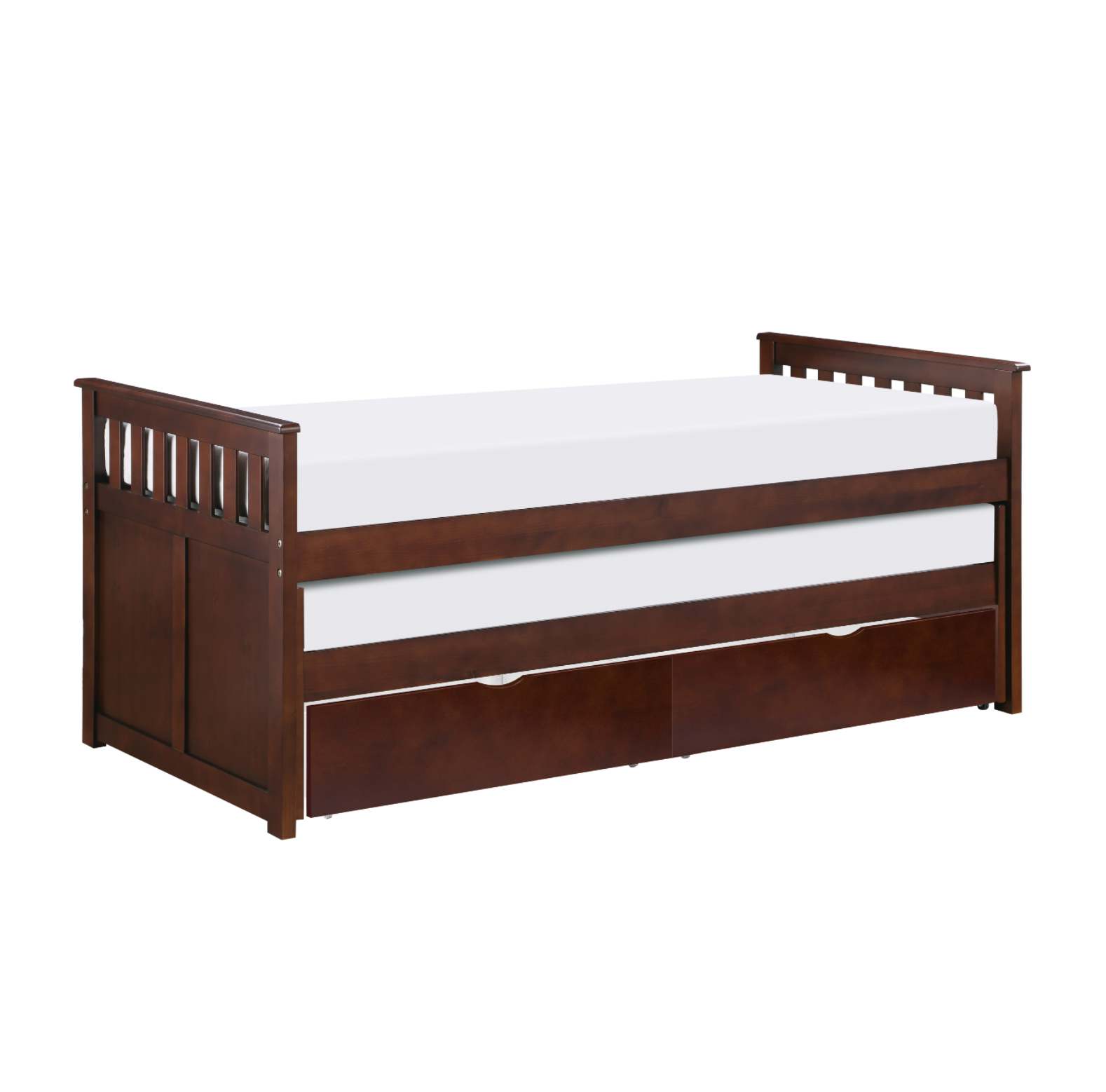 Rowe Dark Cherry Twin/Twin Bed with Storage Boxes - SET | B2013RTDC-1 | B2013RTDC-2 | B2013RTDC-SL | B2013DC-T - Luna Furniture - Dallas Store