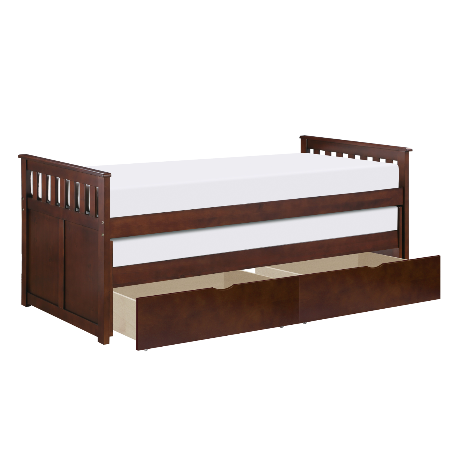 Rowe Dark Cherry Twin/Twin Bed with Storage Boxes - SET | B2013RTDC-1 | B2013RTDC-2 | B2013RTDC-SL | B2013DC-T - Luna Furniture - Dallas Store