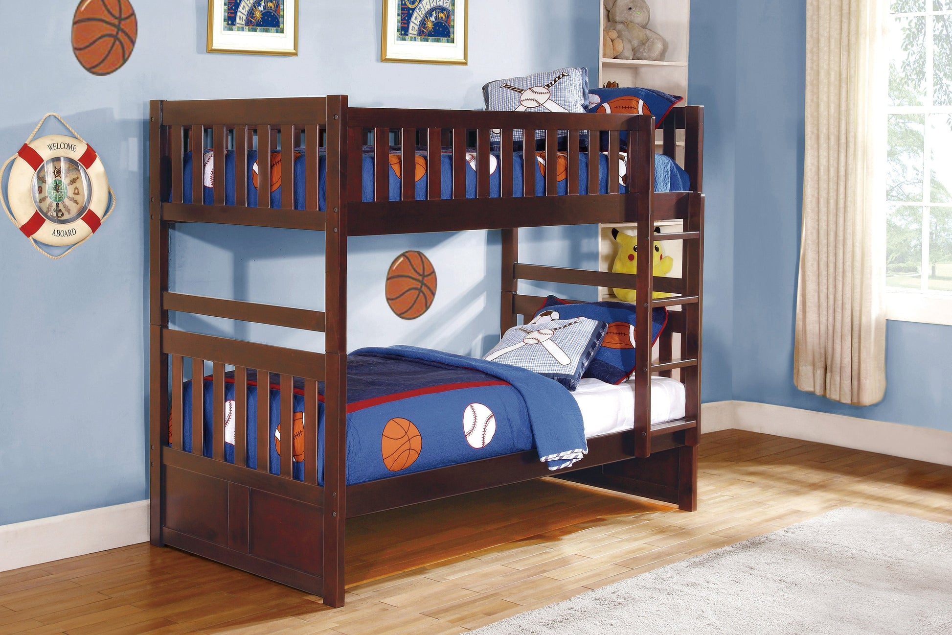 Rowe Dark Cherry Twin/Twin Bunk Bed - SET | B2013DC-1 | B2013DC-2 | B2013DC-SL - Luna Furniture - Dallas Store
