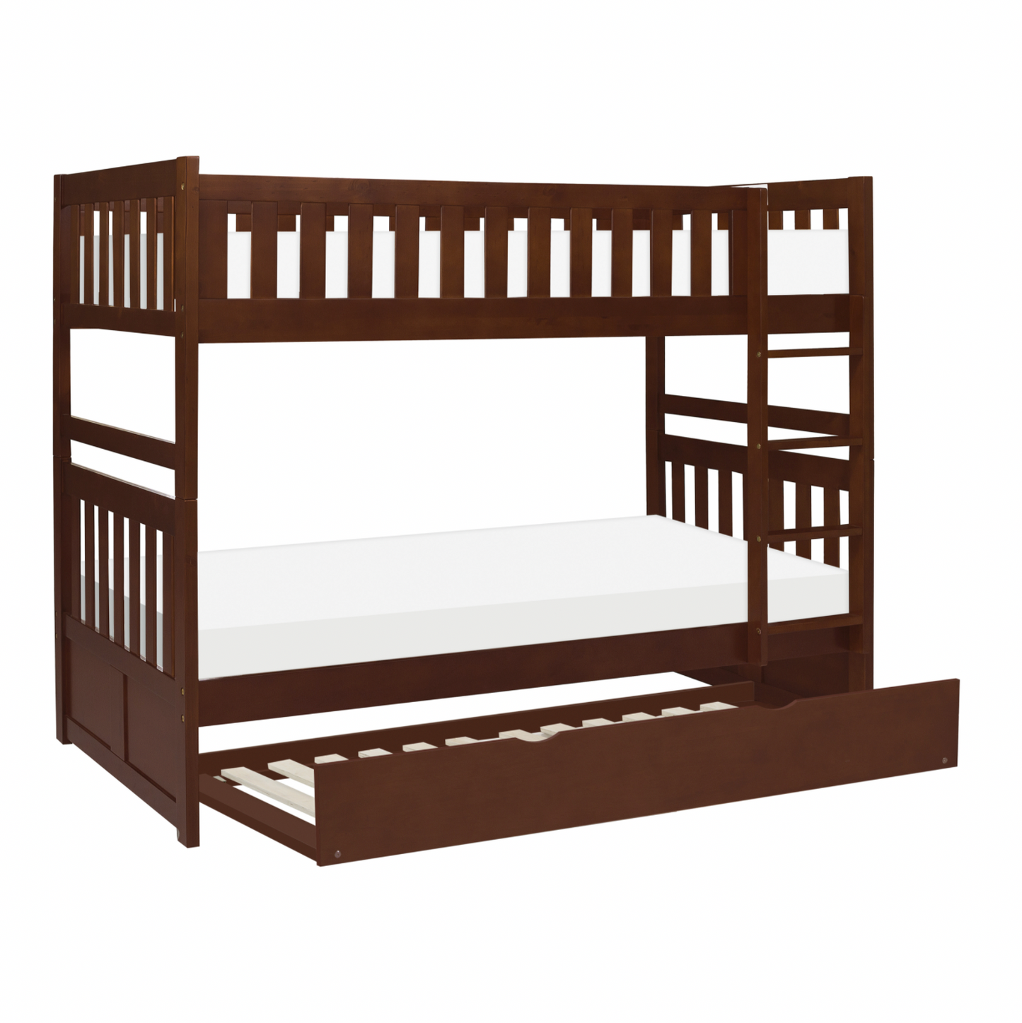 Rowe Dark Cherry Twin/Twin Bunk Bed with Twin Trundle - SET | B2013DC-1 | B2013DC-2 | B2013DC-SL | B2013DC-R - Luna Furniture - Dallas Store