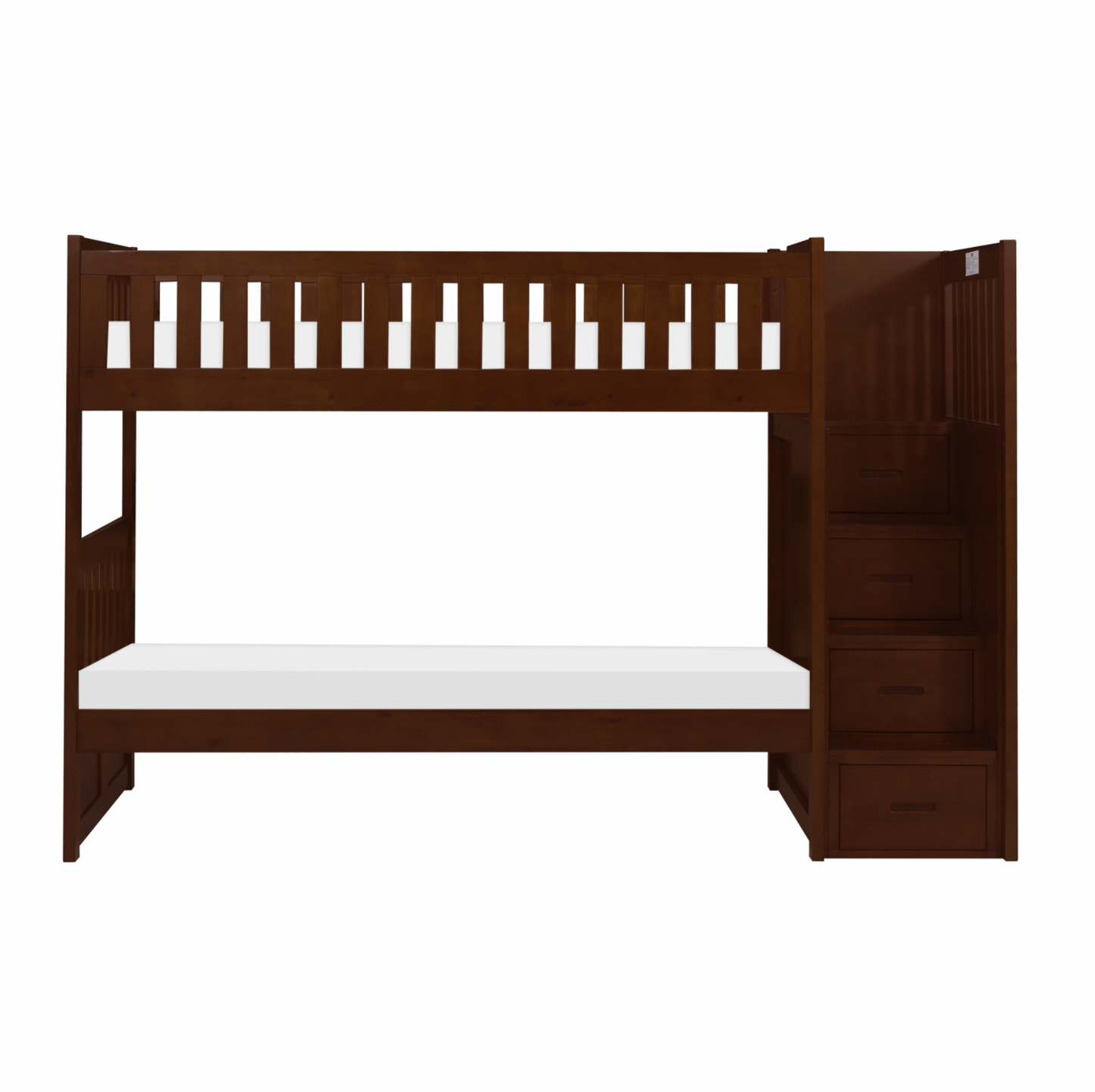Rowe Dark Cherry Twin/Twin Step Bunk Bed - SET | B2013SBDC-1 | B2013SBDC-2 | B2013SBDC-3 | B2013SBDC-SL - Luna Furniture - Dallas Store