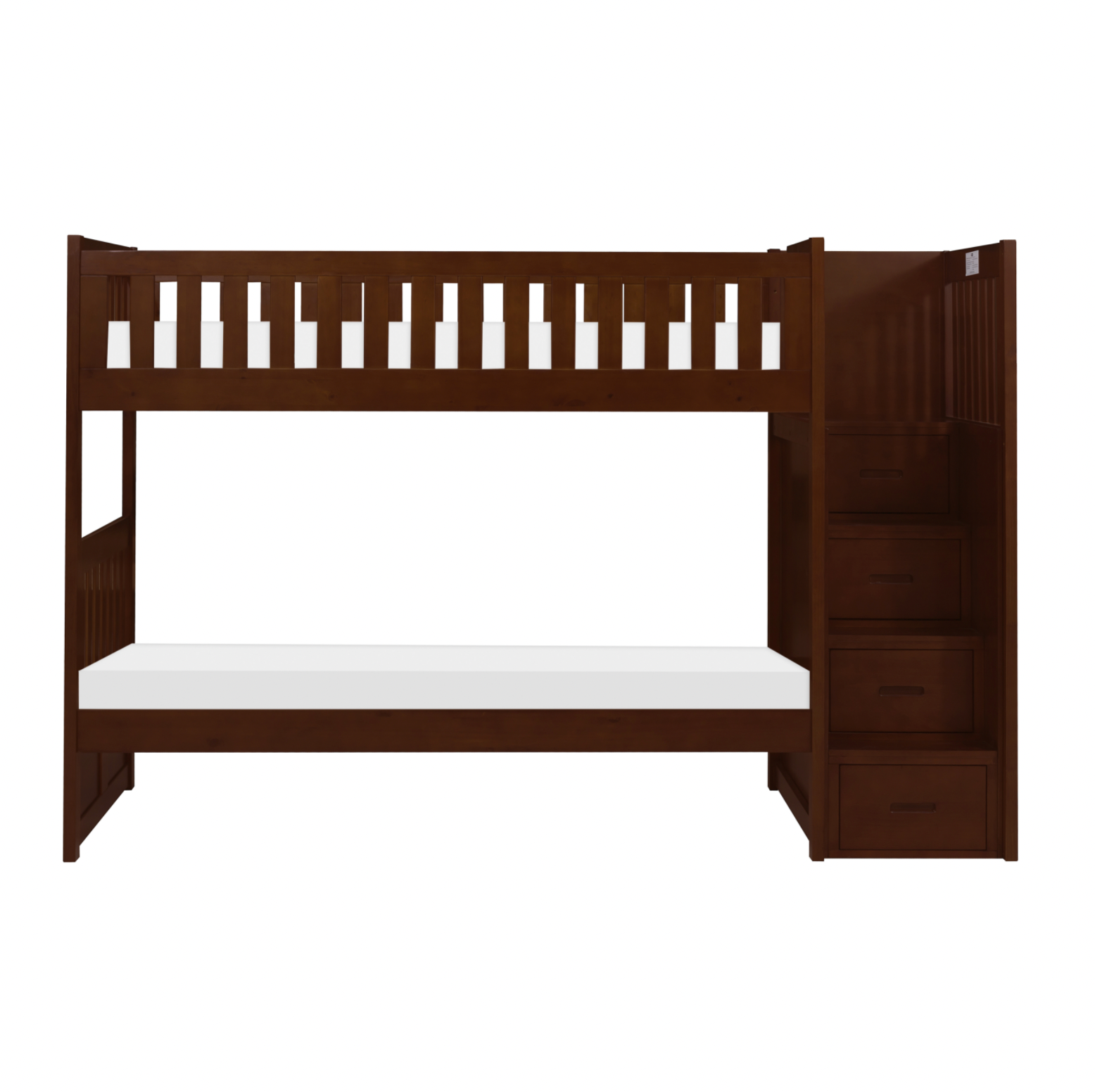 Rowe Dark Cherry Twin/Twin Step Bunk Bed - SET | B2013SBDC-1 | B2013SBDC-2 | B2013SBDC-3 | B2013SBDC-SL - Luna Furniture - Dallas Store