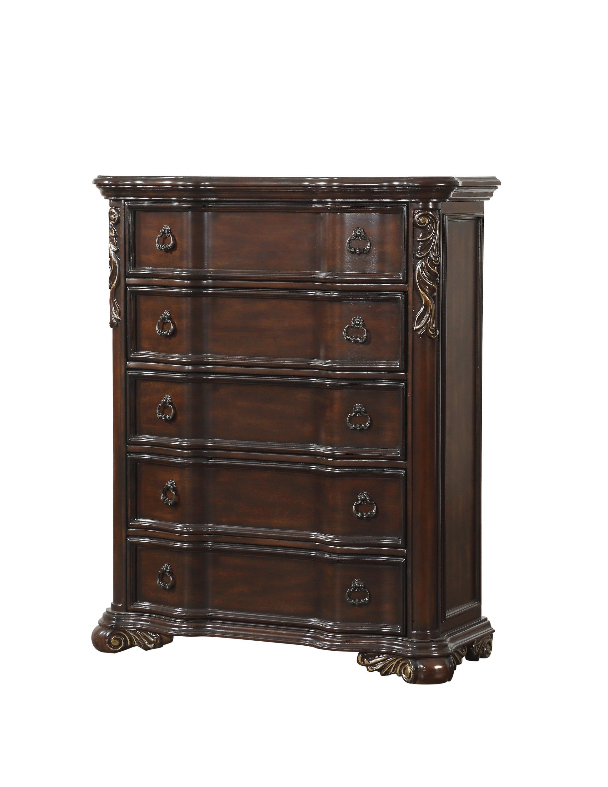 Royal Highlands Rich Cherry Upholstered Panel Bedroom Set - SET | 1603-1 | 1603-2 | 1603-P | 1603-4 | 1603-9 - Luna Furniture - Dallas Store