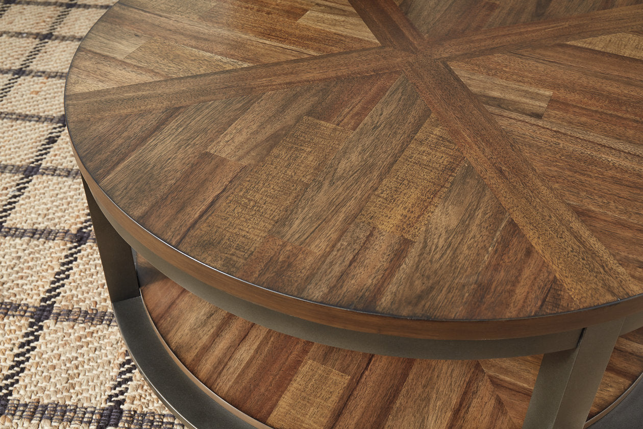 Roybeck Light Brown/Bronze Table, Set of 3 - T411-13 - Luna Furniture - Dallas Store